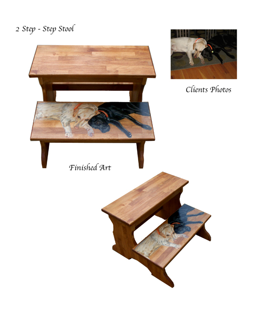 hard wood two step stool