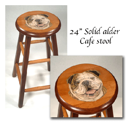 24" cafe stool Bull dog smiles