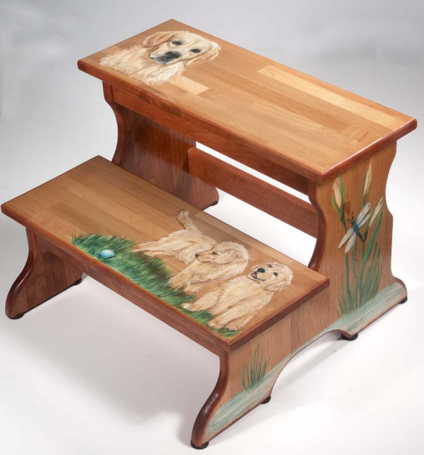 hard wood two step stool